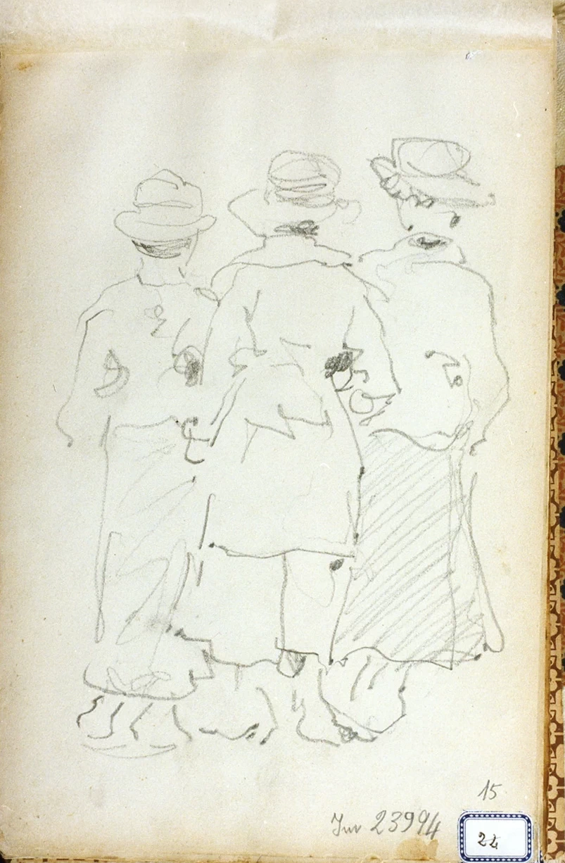 Studio di tre figure femminili a passeggio - Certosa di san Martino, Napoli